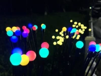 Verk 12396 Solárne LED záhradné svietidlá, 6 RGB guličiek, 70 cm, 2 ks