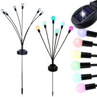 Verk 12396 Solárne LED záhradné svietidlá, 6 RGB guličiek, 70 cm, 2 ks
