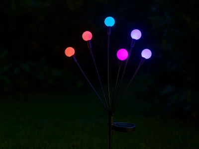 Verk 12396 Solárne LED záhradné svietidlá, 6 RGB guličiek, 70 cm, 2 ks