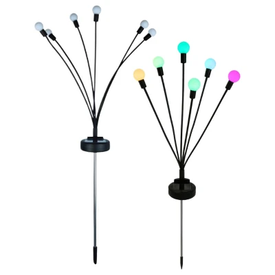 Verk 12396 Solárne LED záhradné svietidlá, 6 RGB guličiek, 70 cm, 2 ks