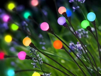 Verk 12396 Solárne LED záhradné svietidlá, 6 RGB guličiek, 70 cm, 2 ks