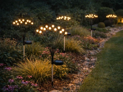 Verk 12397 Solární zahradní lampy se senzorem soumraku 8 LED, 70 cm, 2 ks