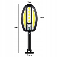Verk 12457 Solární LED COB nástěnná lampa s PIR senzorem, 3000 mAh, černá