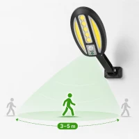 Verk 12457 Solární LED COB nástěnná lampa s PIR senzorem, 3000 mAh, černá