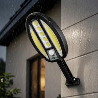 Verk 12457 Solární LED COB nástěnná lampa s PIR senzorem, 3000 mAh, černá