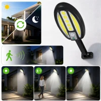 Verk 12457 Solární LED COB nástěnná lampa s PIR senzorem, 3000 mAh, černá