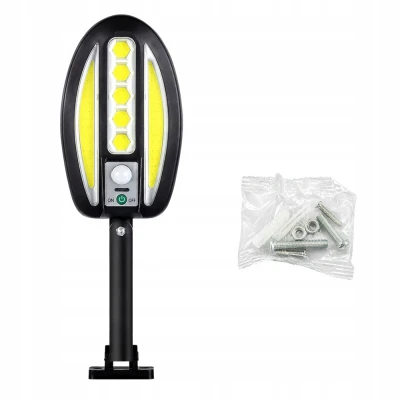 Verk 12457 Solární LED COB nástěnná lampa s PIR senzorem, 3000 mAh, černá