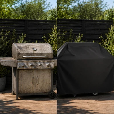 RealG RC-K-2429 Ochranná plachta na záhradný gril 145 x 117 x 61 cm, čierna
