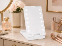 Verk 27634 Kozmetické zrkadlo s LED osvetlením, skladacie, USB, biele