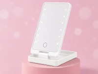 Verk 27634 Kozmetické zrkadlo s LED osvetlením, skladacie, USB, biele
