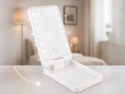 Verk 27634 Kozmetické zrkadlo s LED osvetlením, skladacie, USB, biele