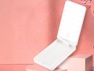 Verk 27634 Kozmetické zrkadlo s LED osvetlením, skladacie, USB, biele