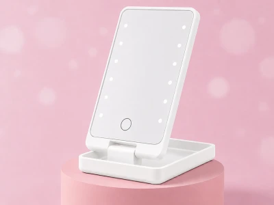 Verk 27634 Kozmetické zrkadlo s LED osvetlením, skladacie, USB, biele