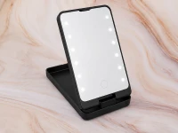 Verk 27634 Kosmetické zrcátko s LED osvětlením, skládací, USB, černé