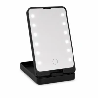 Verk 27634 Kosmetické zrcátko s LED osvětlením, skládací, USB, černé