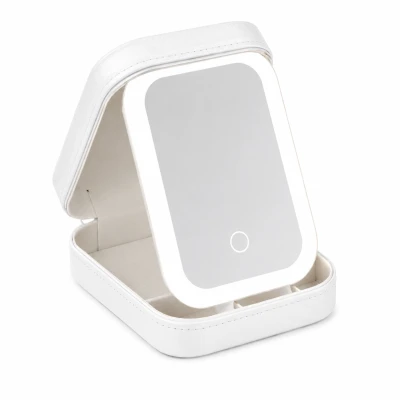 Verk 27637 Cestovní kosmetický organizér s LED zrcátkem, USB, bílý