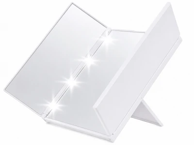 Verk 27635 Skladacie kozmetické zrkadlo so stojanom a LED osvetlením, biele