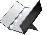 Verk 27635 Skladacie kozmetické zrkadlo so stojanom a LED osvetlením, čierne