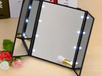 Verk 27635 Skladacie kozmetické zrkadlo so stojanom a LED osvetlením, čierne