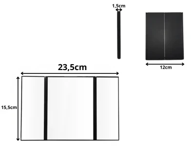 Verk 27635 Skladacie kozmetické zrkadlo so stojanom a LED osvetlením, čierne