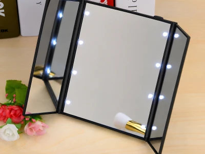 Verk 27635 Skladacie kozmetické zrkadlo so stojanom a LED osvetlením, čierne