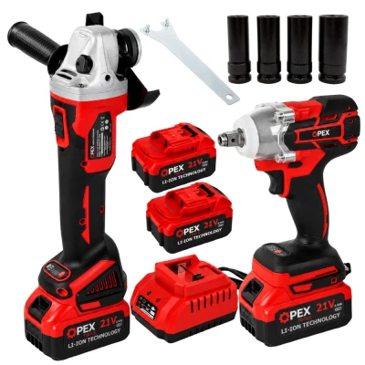Opex Tools 28006 Akumulátorová sada 2 v 1 - úhlová bruska a rázový utahovák 21V