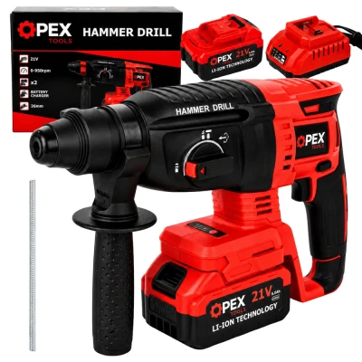 Opex Tools 28008 Akumulátorové vrtací kladivo SDS + 21 V - 2x 3 Ah Li-Ion, kufr