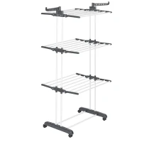 RealG RC-K-2419 Skladací sušiak na bielizeň, 4-poschodový, nosnosť 50 kg, s kolieskami