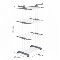 RealG RC-K-2419 Skládací sušák na prádlo 4patrový, nosnost 50 kg, s kolečky