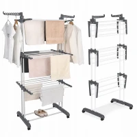 RealG RC-K-2419 Skládací sušák na prádlo 4patrový, nosnost 50 kg, s kolečky