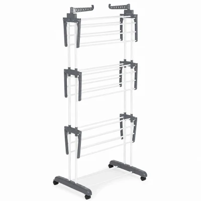 RealG RC-K-2419 Skládací sušák na prádlo 4patrový, nosnost 50 kg, s kolečky