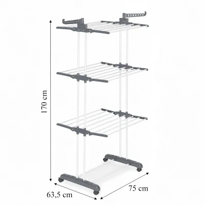 RealG RC-K-2419 Skládací sušák na prádlo 4patrový, nosnost 50 kg, s kolečky
