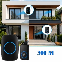 RealG RC-K-2382 Bezdrátový domovní zvonek IP44, 300 m, 60 melodií, černý