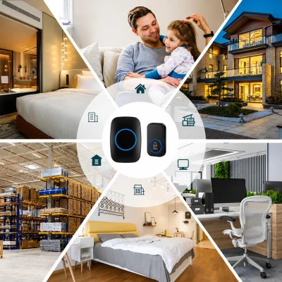 RealG RC-K-2382 Bezdrátový domovní zvonek IP44, 300 m, 60 melodií, černý