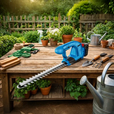 RealG RC-K-2312 Akumulátorové nožnice na živý plot 21 V, rezačka 38 cm, 2x akumulátor, modré
