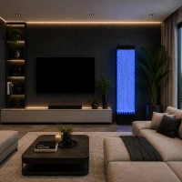 RealG RC-K-2503 Volně stojící bublinková vodní stěna s LED RGB osvětlením 150 x 39 x 26 cm