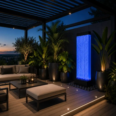 RealG RC-K-2503 Volně stojící bublinková vodní stěna s LED RGB osvětlením 150 x 39 x 26 cm
