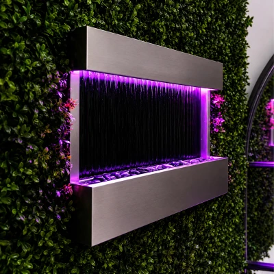 RealG RC-K-2507 Nástěnná kaskádová vodní stěna s LED RGB osvětlením 120 x 60 cm