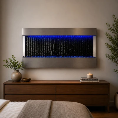 RealG RC-K-2507 Nástěnná kaskádová vodní stěna s LED RGB osvětlením 120 x 60 cm