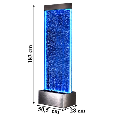 RealG RC-K-2504 Samostatne stojaca vodná stena s bublinkami a LED RGB osvetlením 183 x 50,5 x 28 cm