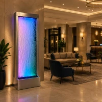 RealG RC-K-2508 Dizajnová vodná stena s LED RGB osvetlením, sklenená, 150 x 45 cm