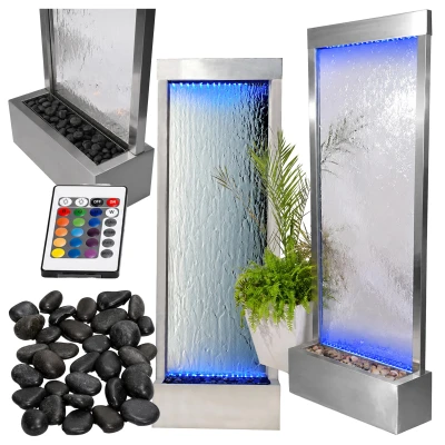 RealG RC-K-2508 Dizajnová vodná stena s LED RGB osvetlením, sklenená, 150 x 45 cm