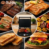 Ruhhy 26176 Elektrický kontaktný gril 2000 W, sklopný o 180°, 2 v 1, čierny
