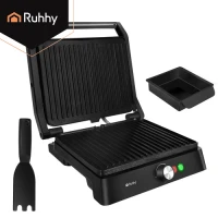 Ruhhy 26176 Elektrický kontaktný gril 2000 W, sklopný o 180°, 2 v 1, čierny