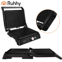Ruhhy 26176 Elektrický kontaktný gril 2000 W, sklopný o 180°, 2 v 1, čierny