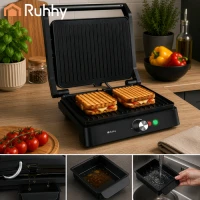 Ruhhy 26176 Elektrický kontaktný gril 2000 W, sklopný o 180°, 2 v 1, čierny