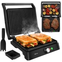 Ruhhy 26176 Elektrický kontaktný gril 2000 W, sklopný o 180°, 2 v 1, čierny
