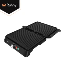 Ruhhy 26176 Elektrický kontaktný gril 2000 W, sklopný o 180°, 2 v 1, čierny
