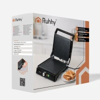 Ruhhy 26176 Elektrický kontaktný gril 2000 W, sklopný o 180°, 2 v 1, čierny