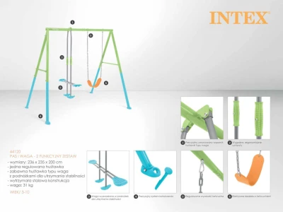 INTEX 44120 Zahradní houpačka dvojitá 254 x 251 x 211 cm